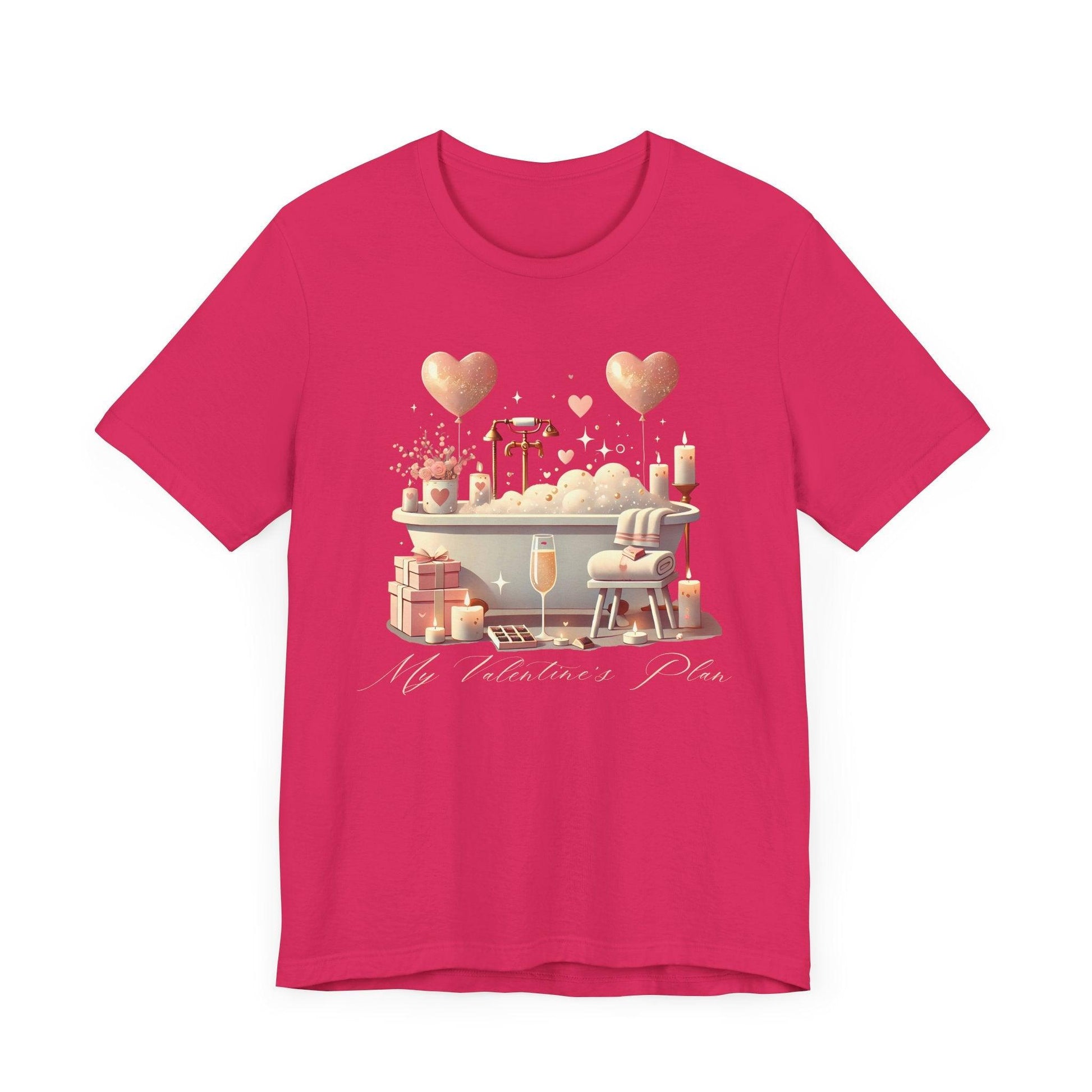 💖 My Valentine's Plan 🛁 Unisex Jersey Tee ✨ Romance, Relaxation, and a Touch of Whimsy! - Whippie's