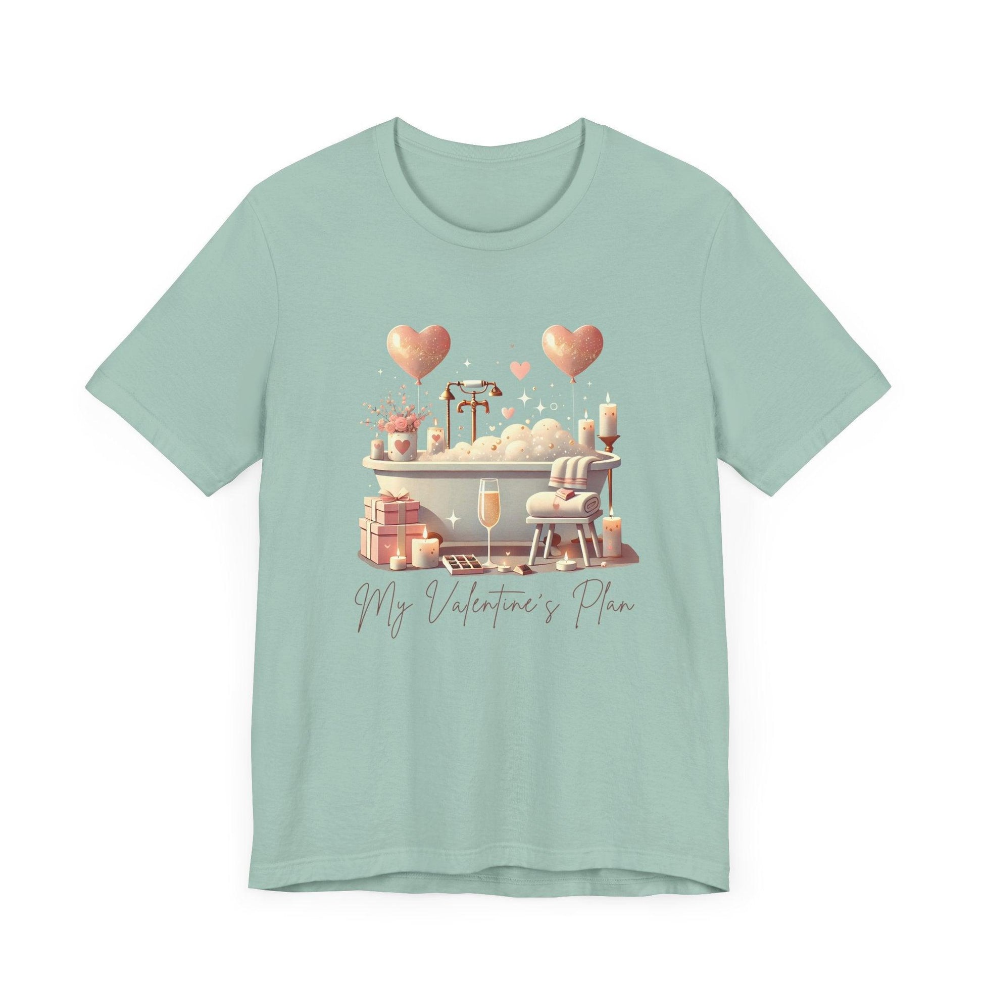 💖 My Valentine's Plan 🛁 Unisex Jersey Tee ✨ Romance, Relaxation, and a Touch of Whimsy! - Whippie's