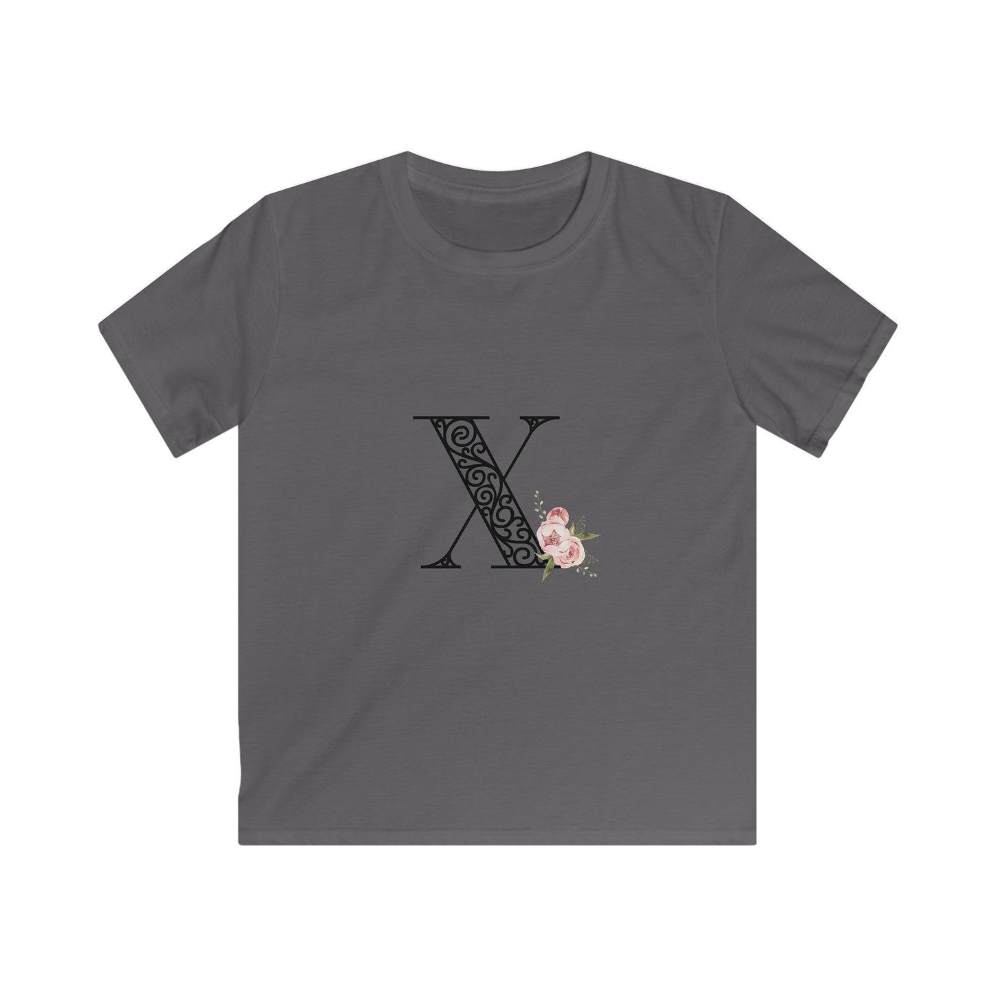 Floral Letters: Letter X - Kids Softstyle Tee - Whippie's