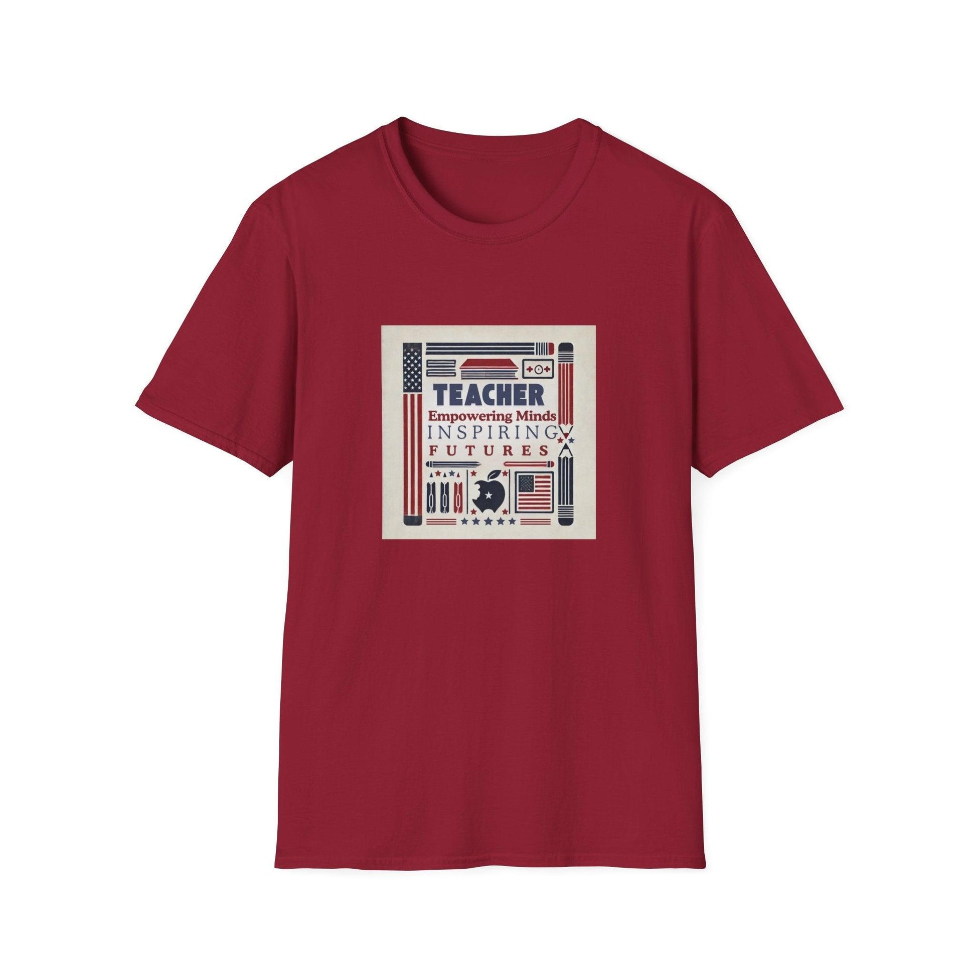 Teacher, Empowering Minds, Inspiring Futures Tee 🍎📚 - Patriotic Colors - Unisex T-Shirt - Whippie's