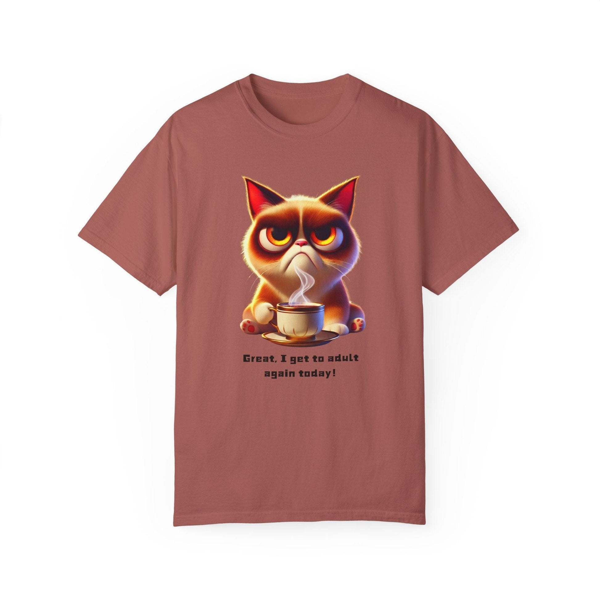 Adulting Again 😾☕ Unisex Garment-Dyed Tee 😹 - Whippie's