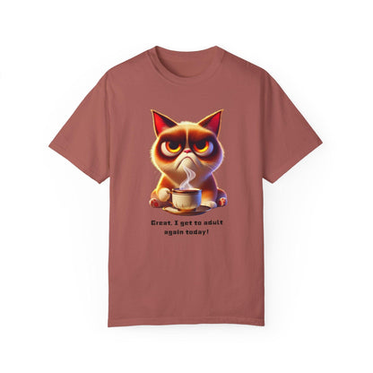 Adulting Again 😾☕ Unisex Garment-Dyed Tee 😹 - Whippie's