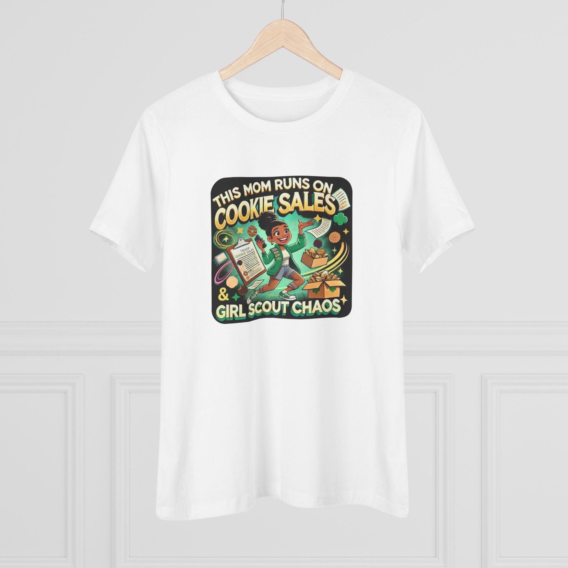 This Mom Runs on Cookies and Girl Scout Chaos - Women's Tee - Embrace the Girl Scout Hustle! (Leader Edition) - Whippie's