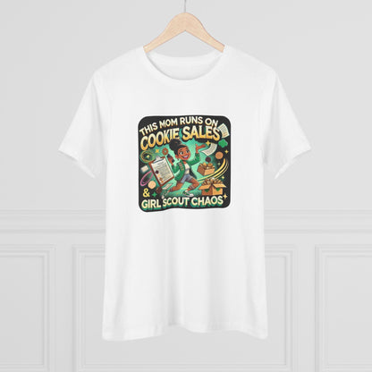This Mom Runs on Cookies and Girl Scout Chaos - Women's Tee - Embrace the Girl Scout Hustle! (Leader Edition) - Whippie's