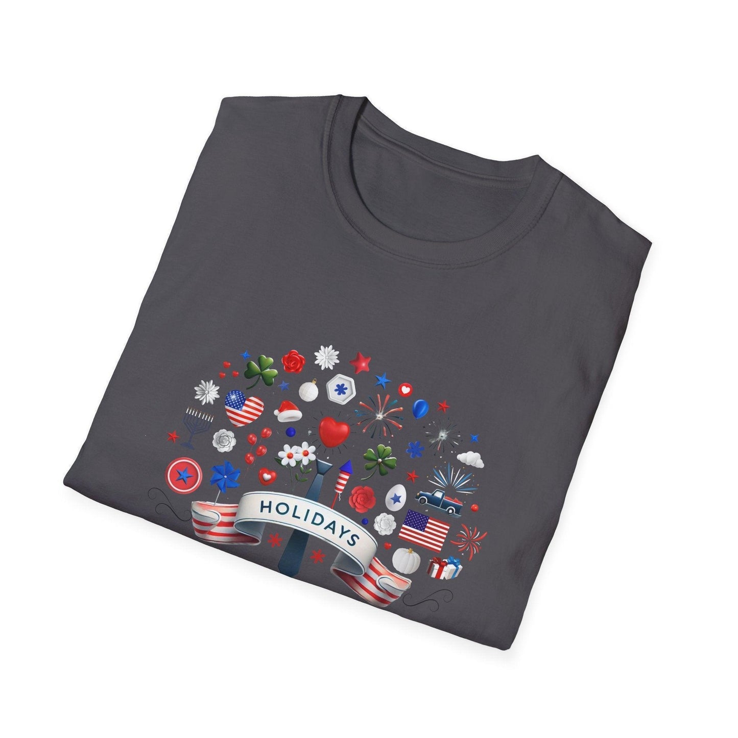 Merry Happy Everything 🎉 Unisex T-Shirt - Red, White & Blue Holiday Cheer! - Whippie's