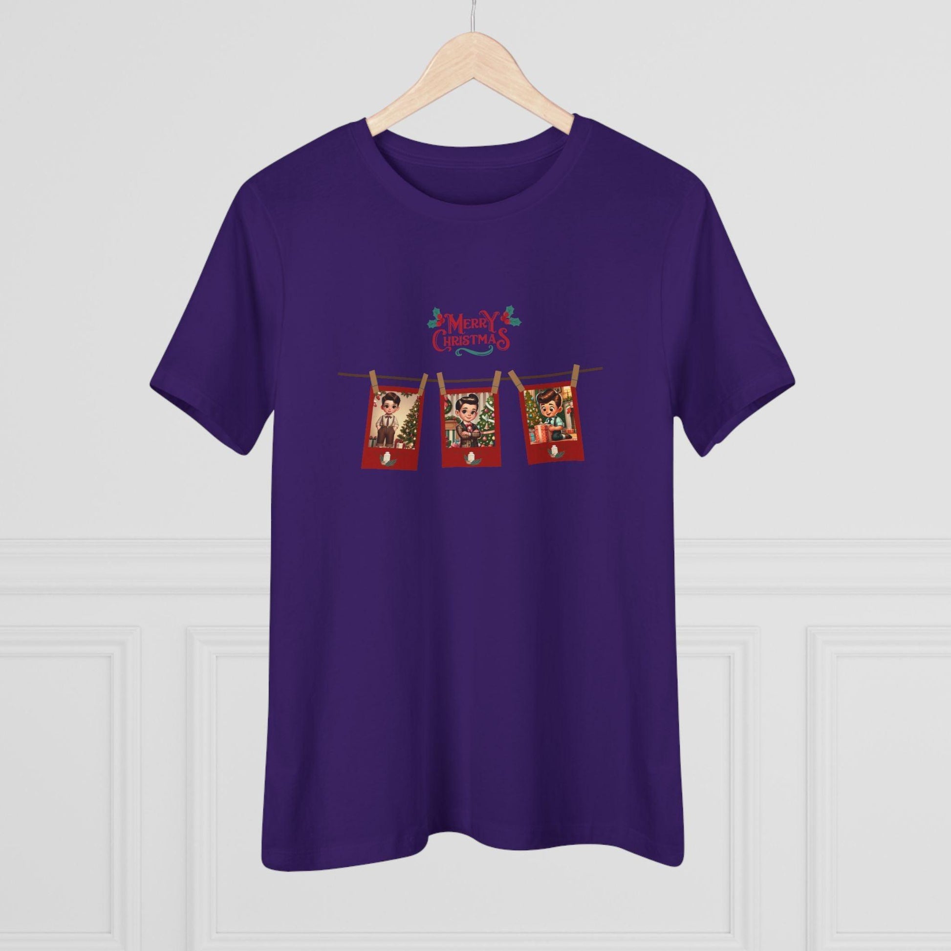 Merry Christmas - Photo Banner - Dark Hair Boys - Women's Softstyle Tee - Whippie's