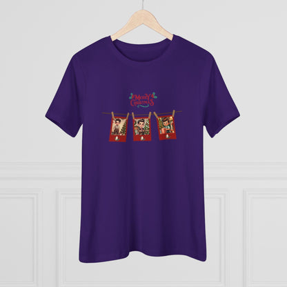 Merry Christmas - Photo Banner - Dark Hair Boys - Women's Softstyle Tee - Whippie's