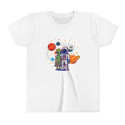 Greetings from Outerspace: Friendly Alien & Astronaut Youth Tee