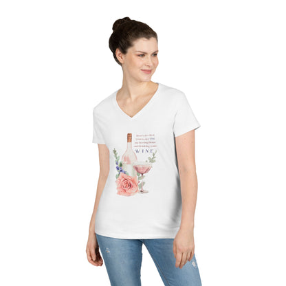 🍷 Roses Are Red... I'm Drinking Wine! 🌹 Ladies' V-Neck Tee - Relax, unwind, and enjoy the finer things.