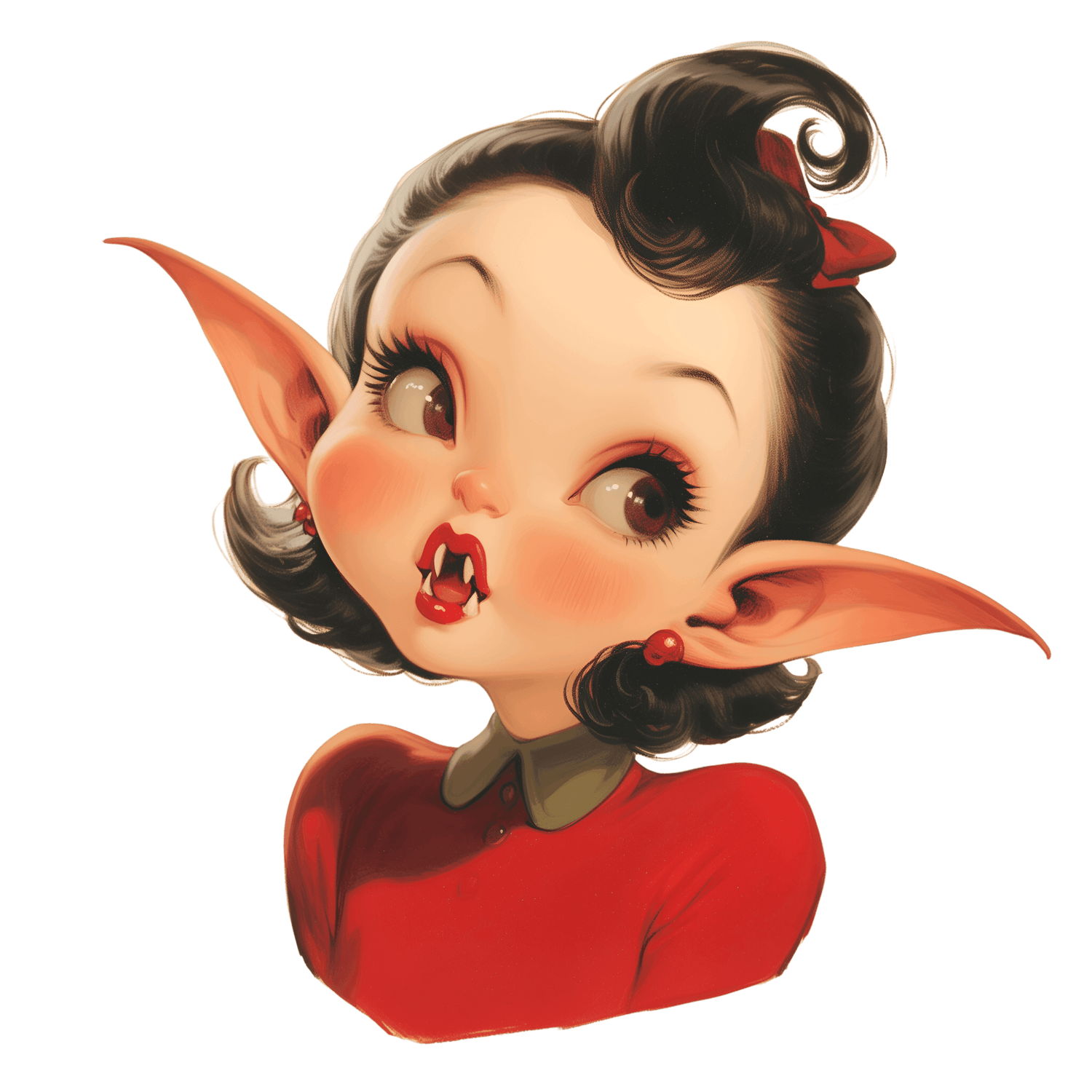 Cute Girl Vampire V-neck Tee - Whippie's