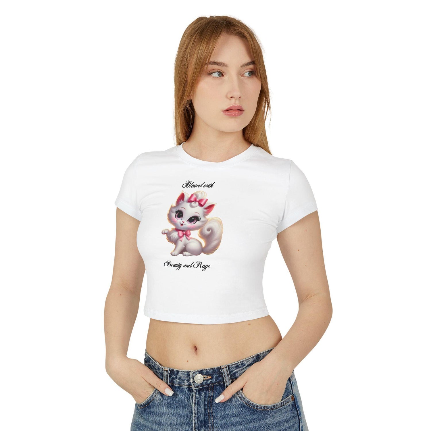 Blessed with Beauty & Rage - Women's Baby Tee 🐱 😈 - Whippie's