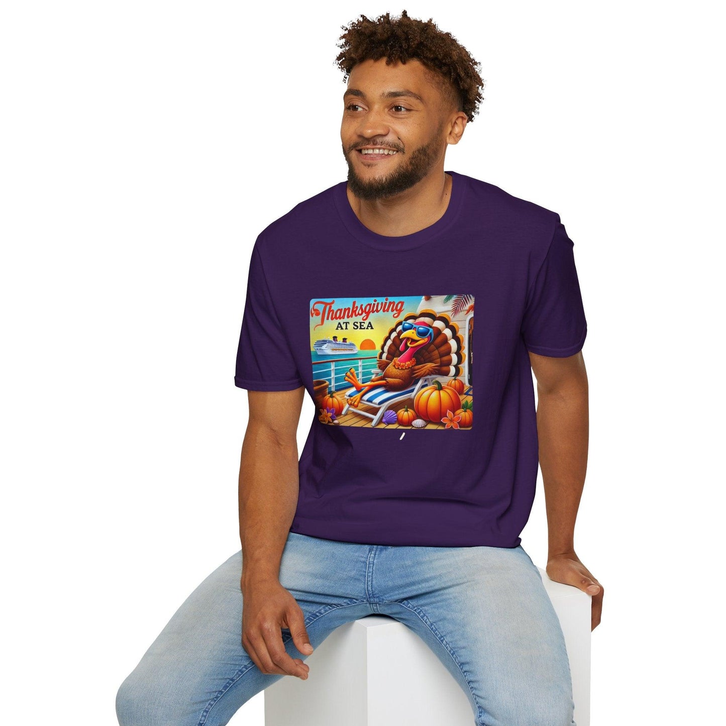 Turkey on Vacation - Gobble 'til You Wobble on the Open Seas! 🦃🚢 Unisex T-Shirt 🍂 - Whippie's