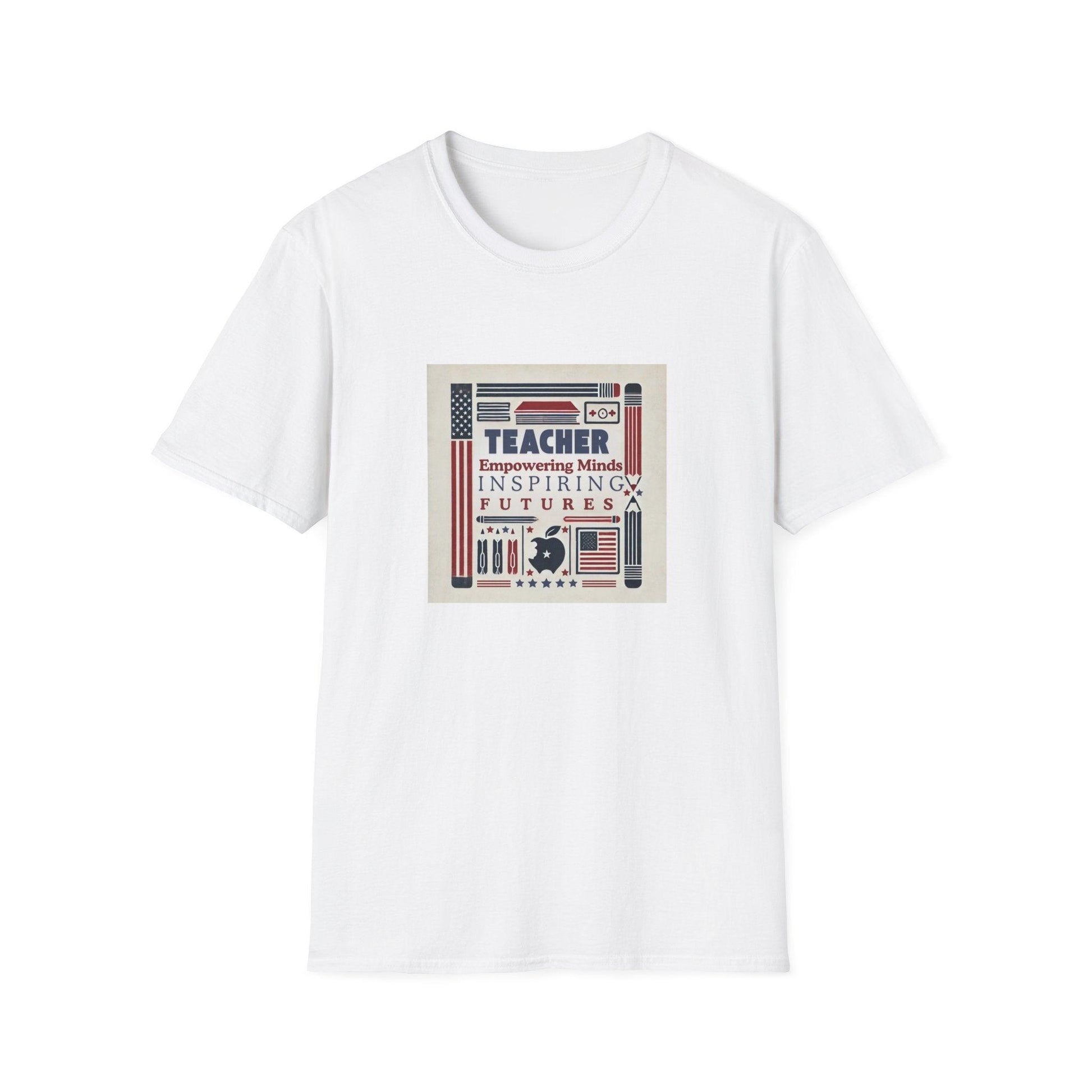 Teacher, Empowering Minds, Inspiring Futures Tee 🍎📚 - Patriotic Colors - Unisex T-Shirt - Whippie's