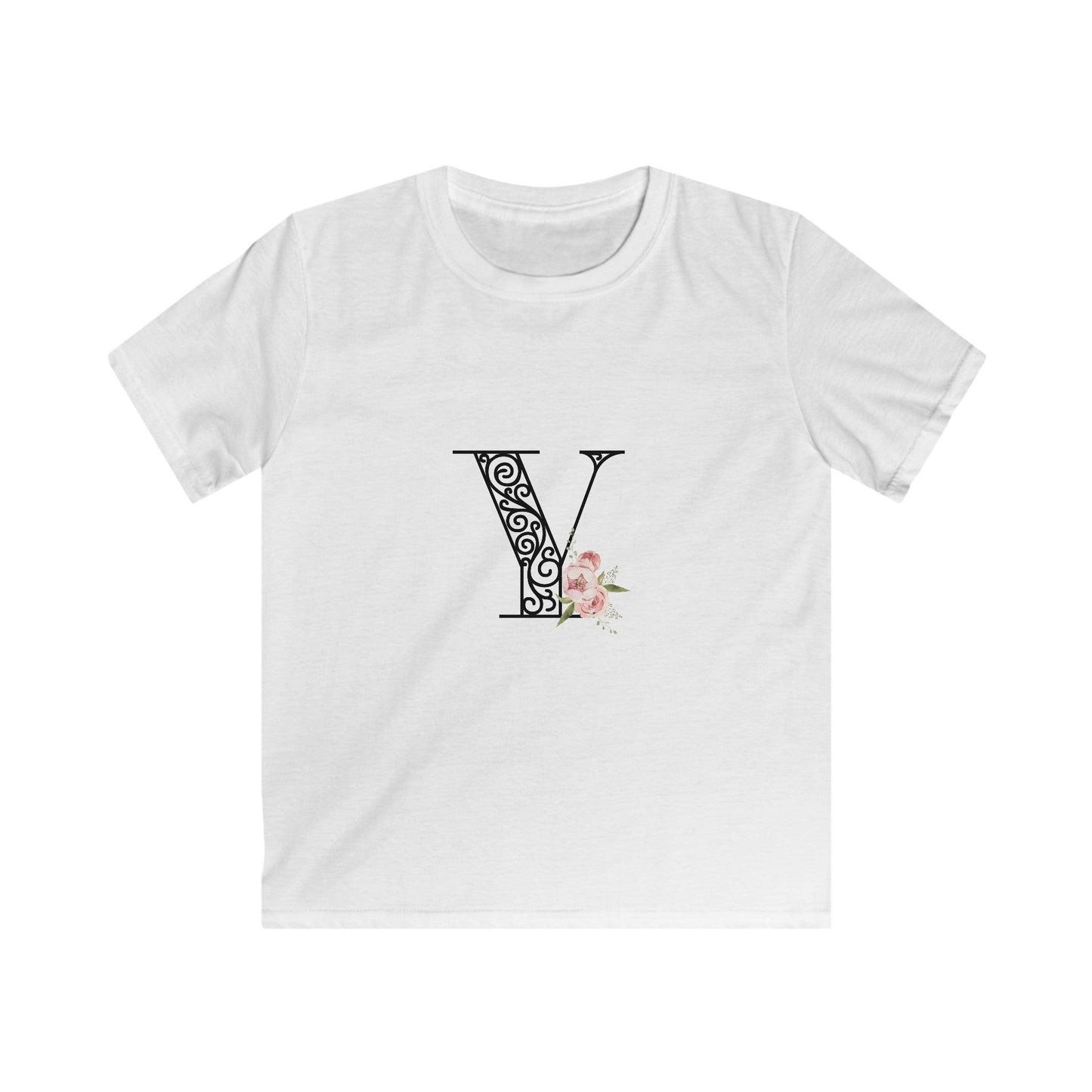 Floral Letters: Letter Y - Kids Softstyle Tee - Whippie's