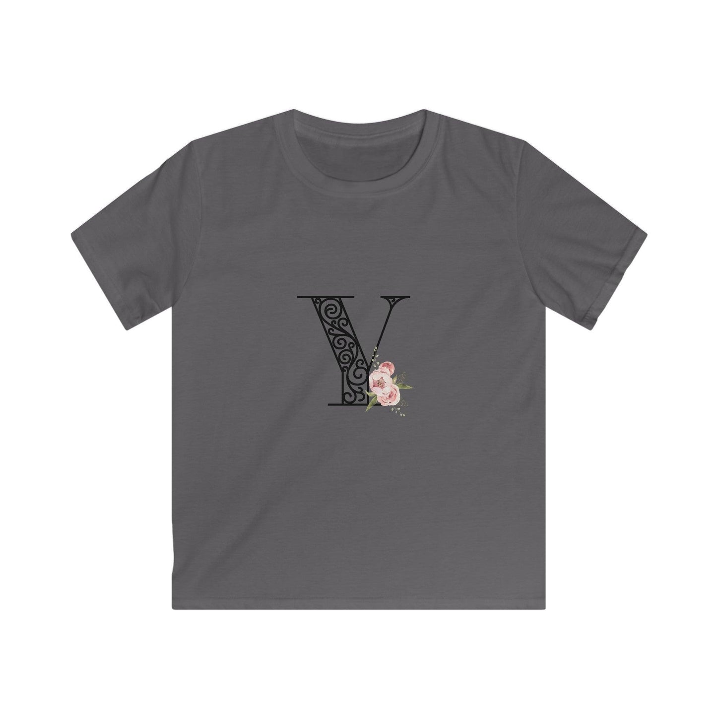Floral Letters: Letter Y - Kids Softstyle Tee - Whippie's