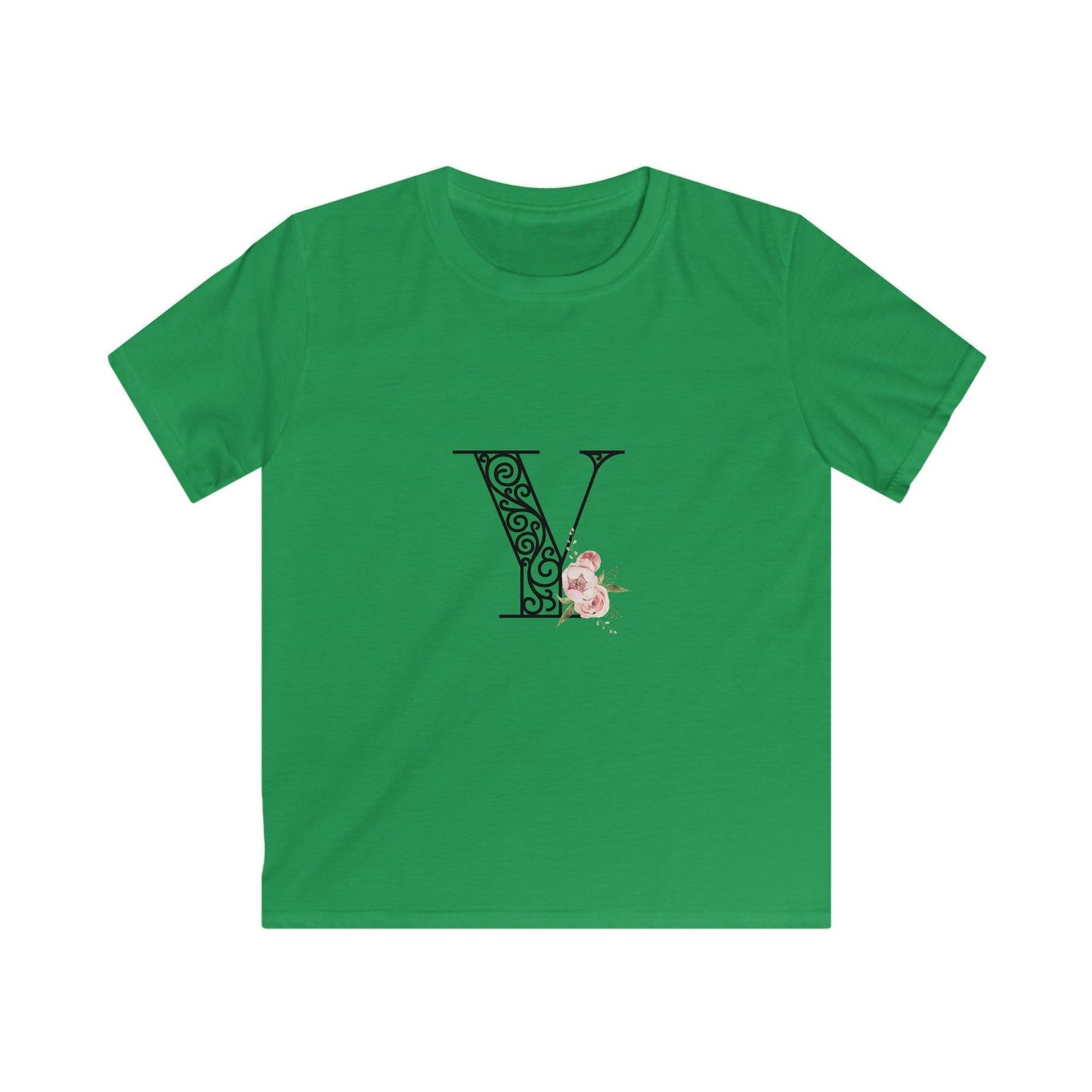 Floral Letters: Letter Y - Kids Softstyle Tee - Whippie's