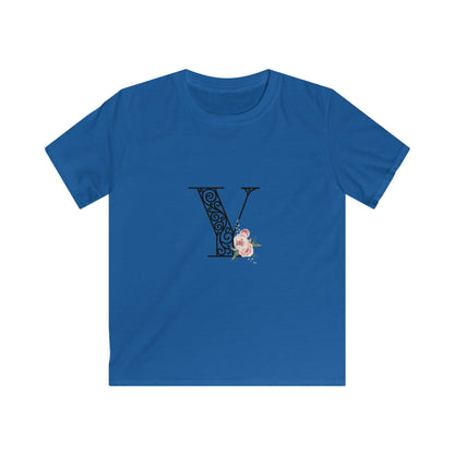 Floral Letters: Letter Y - Kids Softstyle Tee - Whippie's