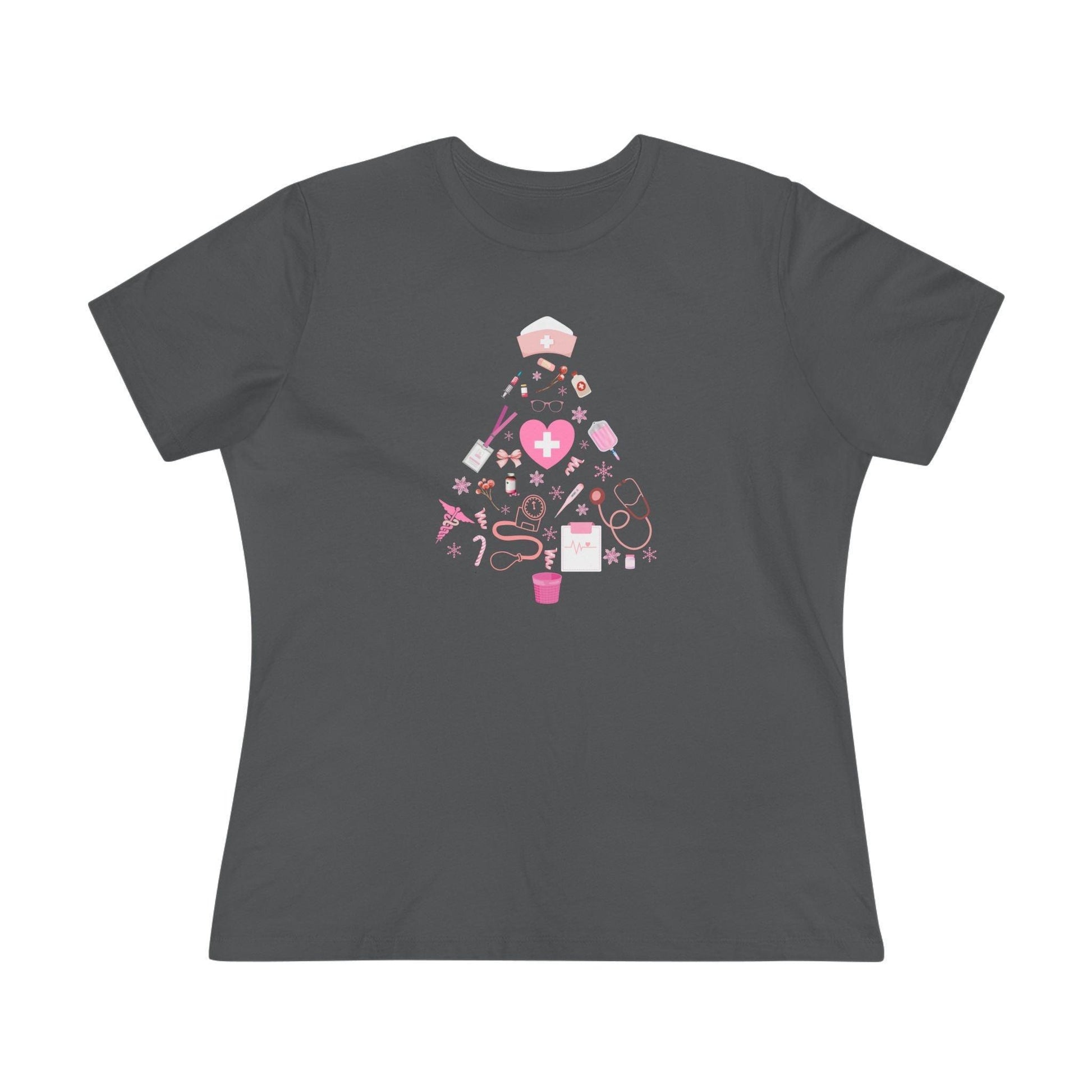 💖 Nurse's Pink Christmas Tree 💖 - Women's Softstyle T-shirt - Whippie's
