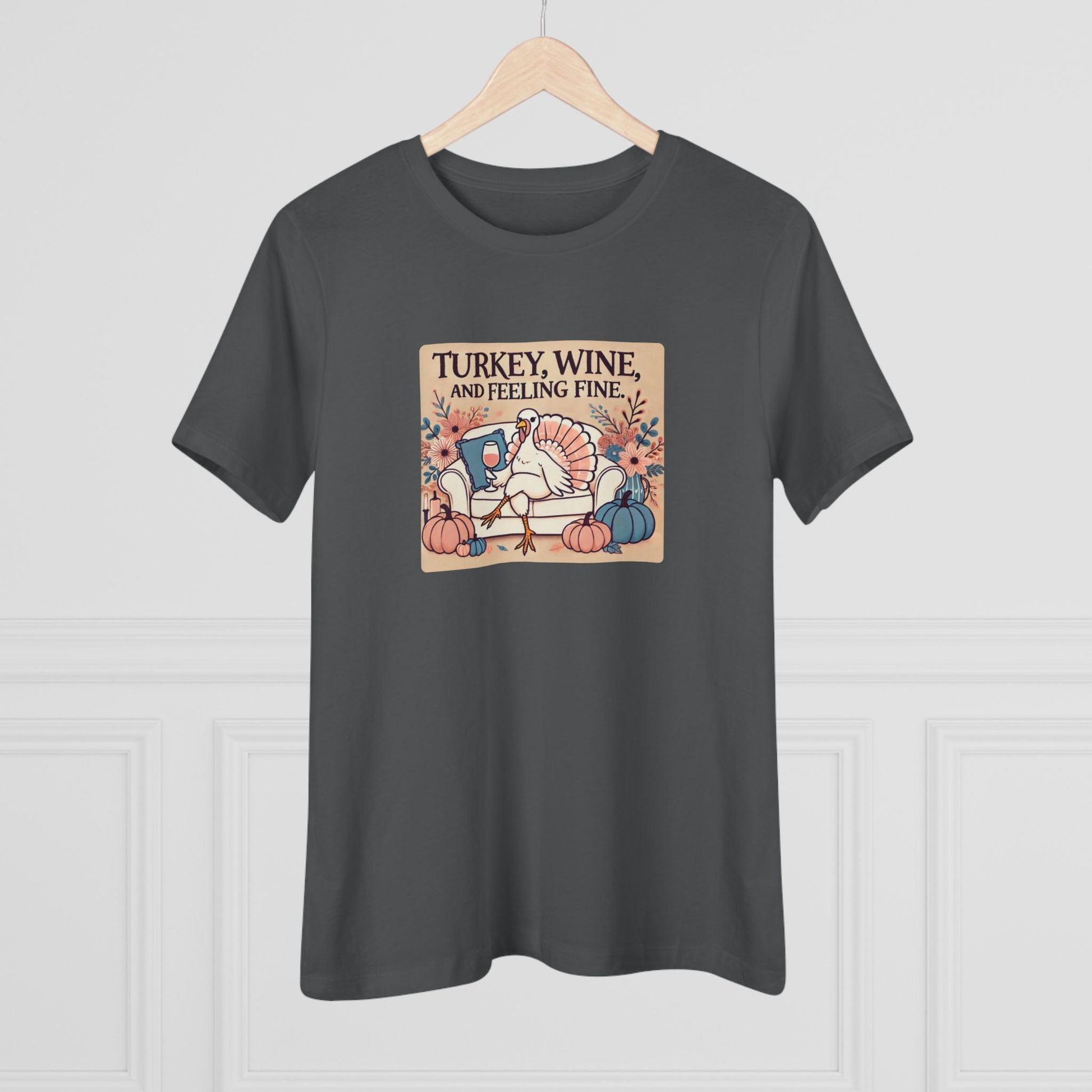 Turkey, Wine, Feeling Fine - Cheers to Thanksgiving! 🦃🍷 - Women's Softstyle Tee - Whippie's
