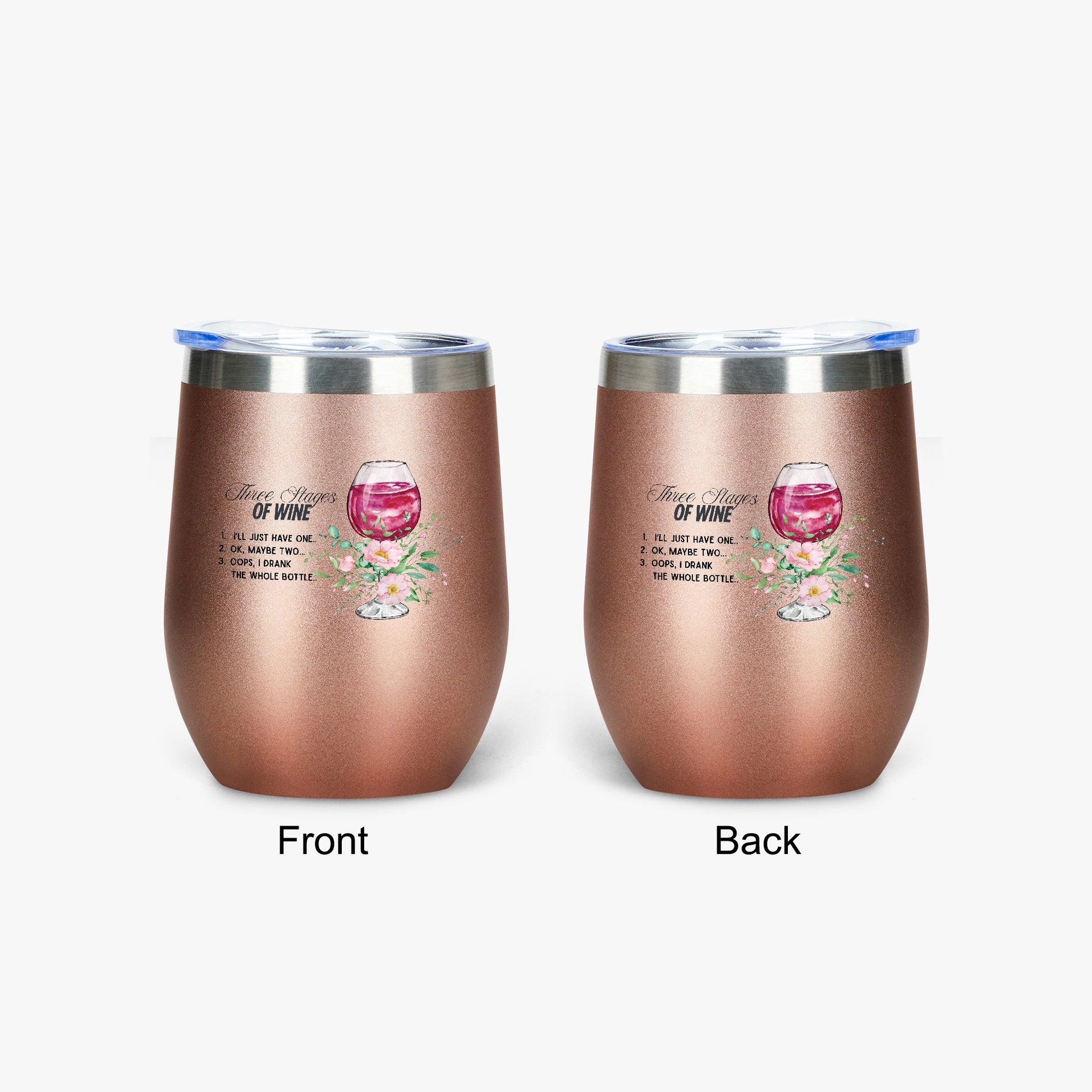 428. Three Stages of Wine 12oz Egg Shaped Insulated Tumbler - FREE Shipping! - Whippie's