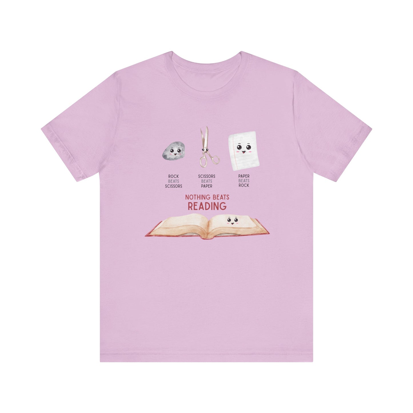 Nothing Beats Reading: Rock, Paper, Book Unisex Tee