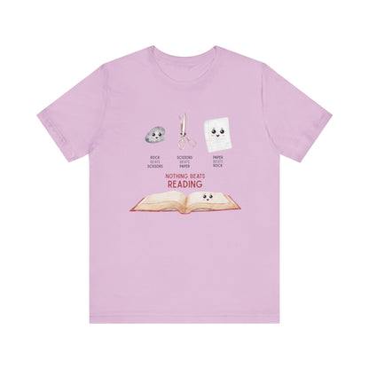 Nothing Beats Reading: Rock, Paper, Book Unisex Tee