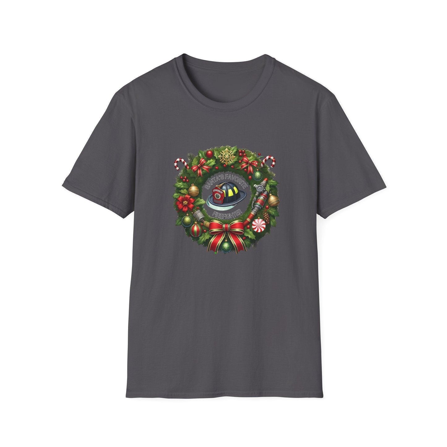 Santa's Favorite Firefighter - Wreath - Unisex Tee 🔥🎅 - Whippie's