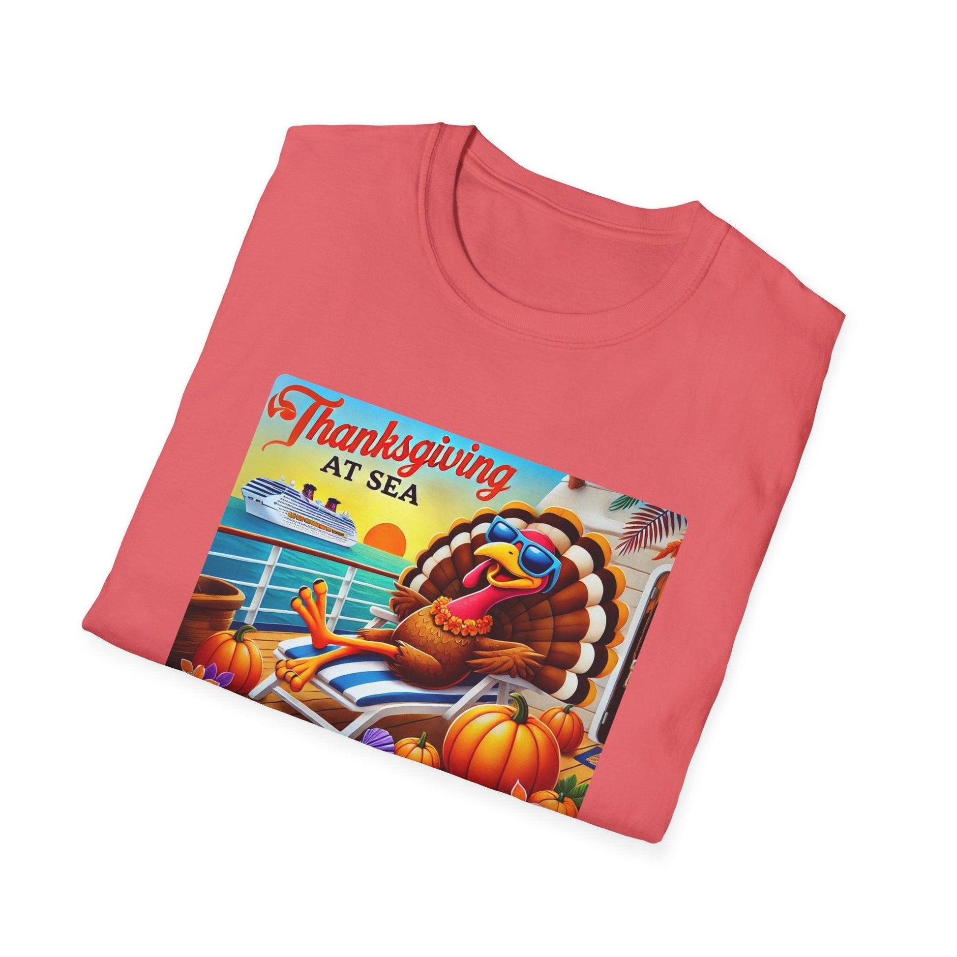 Turkey on Vacation - Gobble 'til You Wobble on the Open Seas! 🦃🚢 Unisex T-Shirt 🍂 - Whippie's