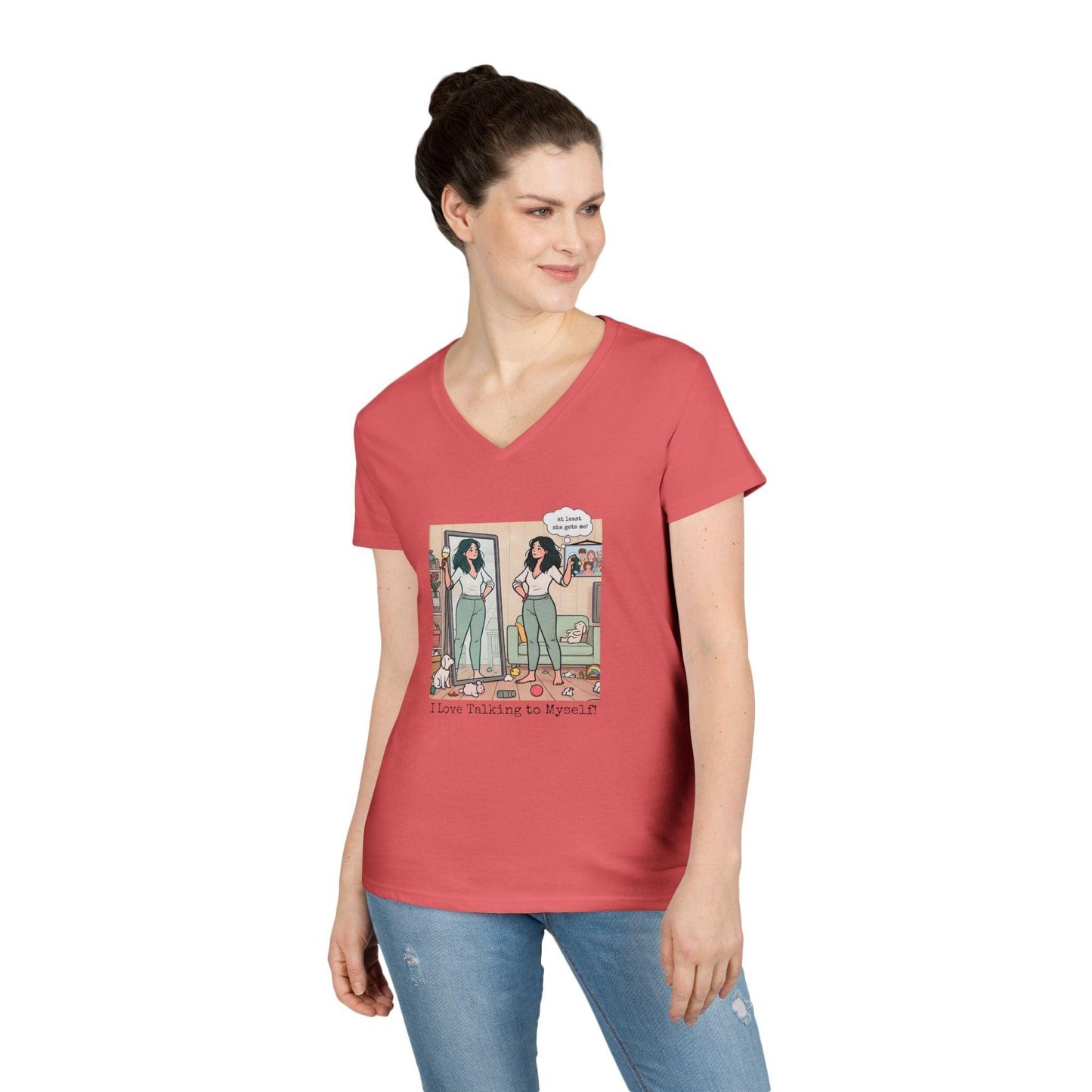 🗣️ I Love Talking to Myself! 🍷 Ladies' V-Neck Tee ✨ Find your best listener in the mirror! - Whippie's