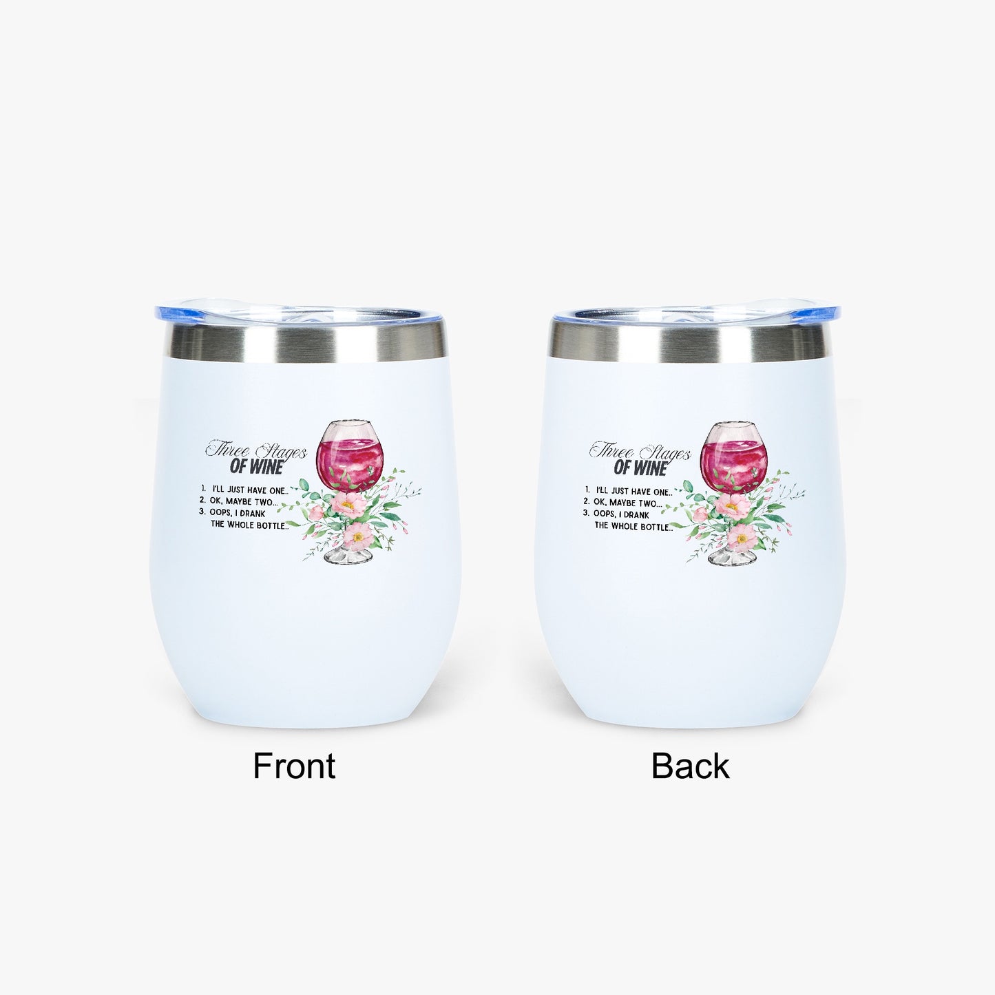 428. Three Stages of Wine 12oz Egg Shaped Insulated Tumbler - FREE Shipping! - Whippie's