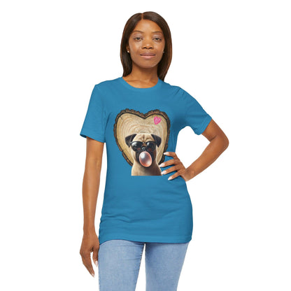 Pug Love - Unisex Jersey Tee - 🐶💕 Spread the Love with a Bubbly Pug! 💕🐶 - Whippie's