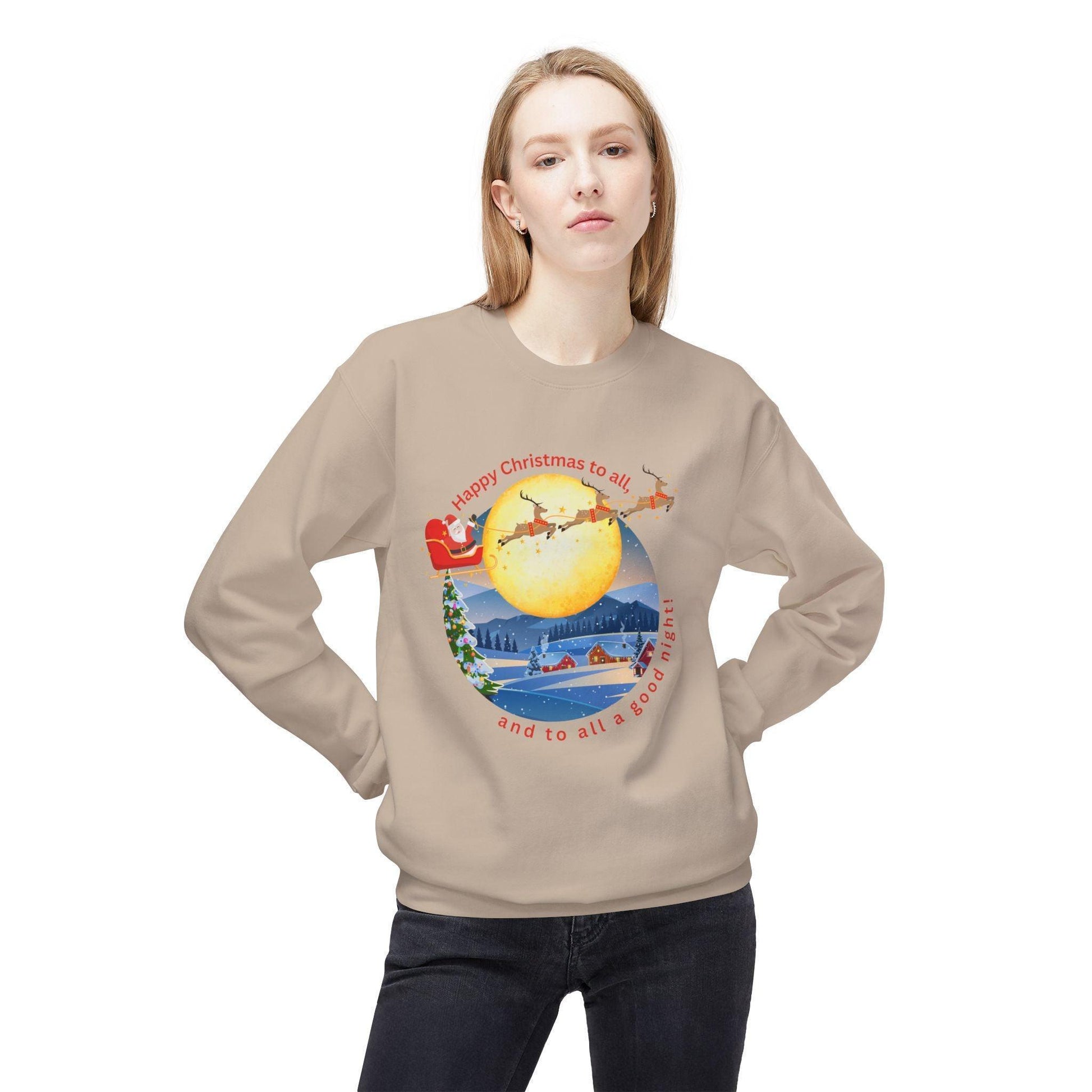 🎅 Happy Christmas to All! 🌕 Unisex Fleece Sweatshirt ✨ Wishing you a magical Christmas Eve! - Whippie's