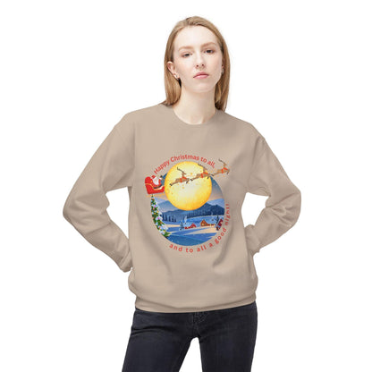 🎅 Happy Christmas to All! 🌕 Unisex Fleece Sweatshirt ✨ Wishing you a magical Christmas Eve! - Whippie's