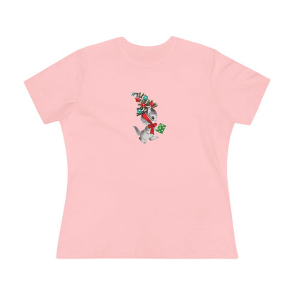 Retro Kittie with Tinsel Christmas Tree Hat - Women's Tee - Whippie's