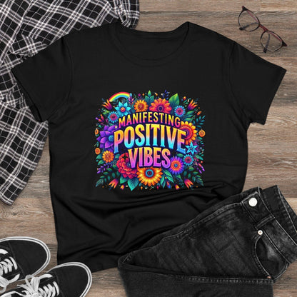 ✨ Manifesting Positive Vibes 🌈 Women's Tee 🌼 - Whippie's