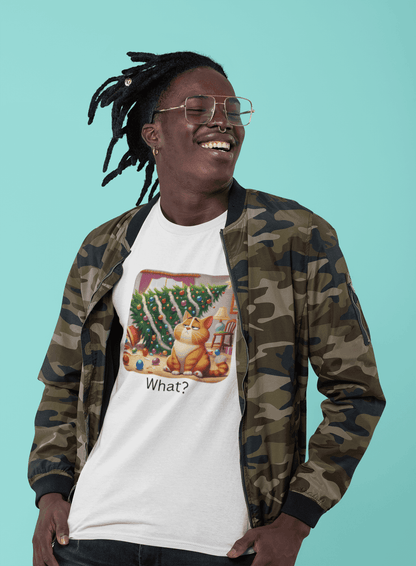 What? 🙀🎄 Feline Holiday Mischief! 😼🎁 - Unisex Softstyle T-shirt - Whippie's