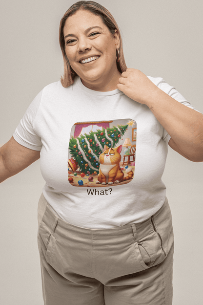 What? 🙀🎄 Feline Holiday Mischief! 😼🎁 - Unisex Softstyle T-shirt - Whippie's