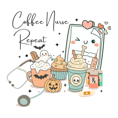 Coffee Nurse Repeat Halloween Scrub Cap - Personalizable