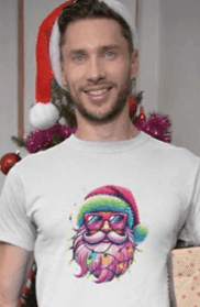 Shine Bright Like Santa! 🎅🎄🌈✨ - Unisex Softstyle T-shirt - Whippie's