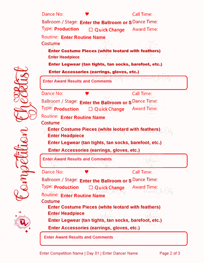 Competition Checklist (Printable)