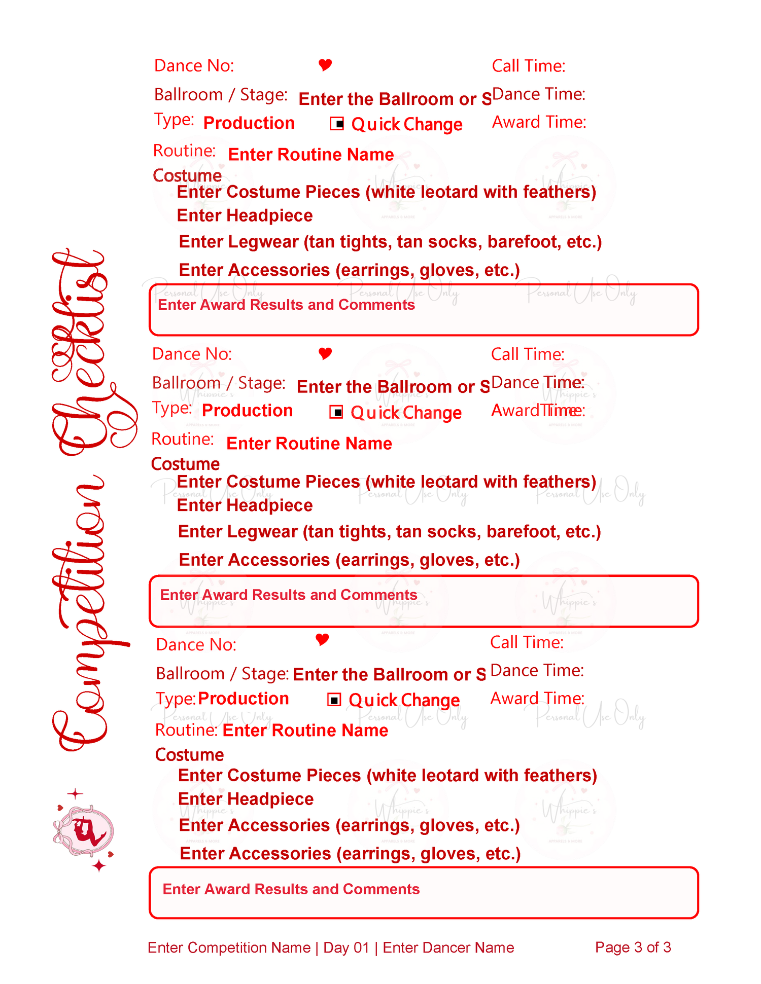Competition Checklist (Printable)