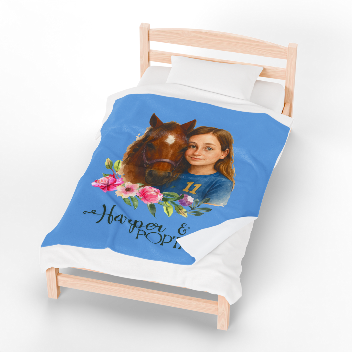 Owner & Pet Portrait Velveteen Plush Personalized Blanket