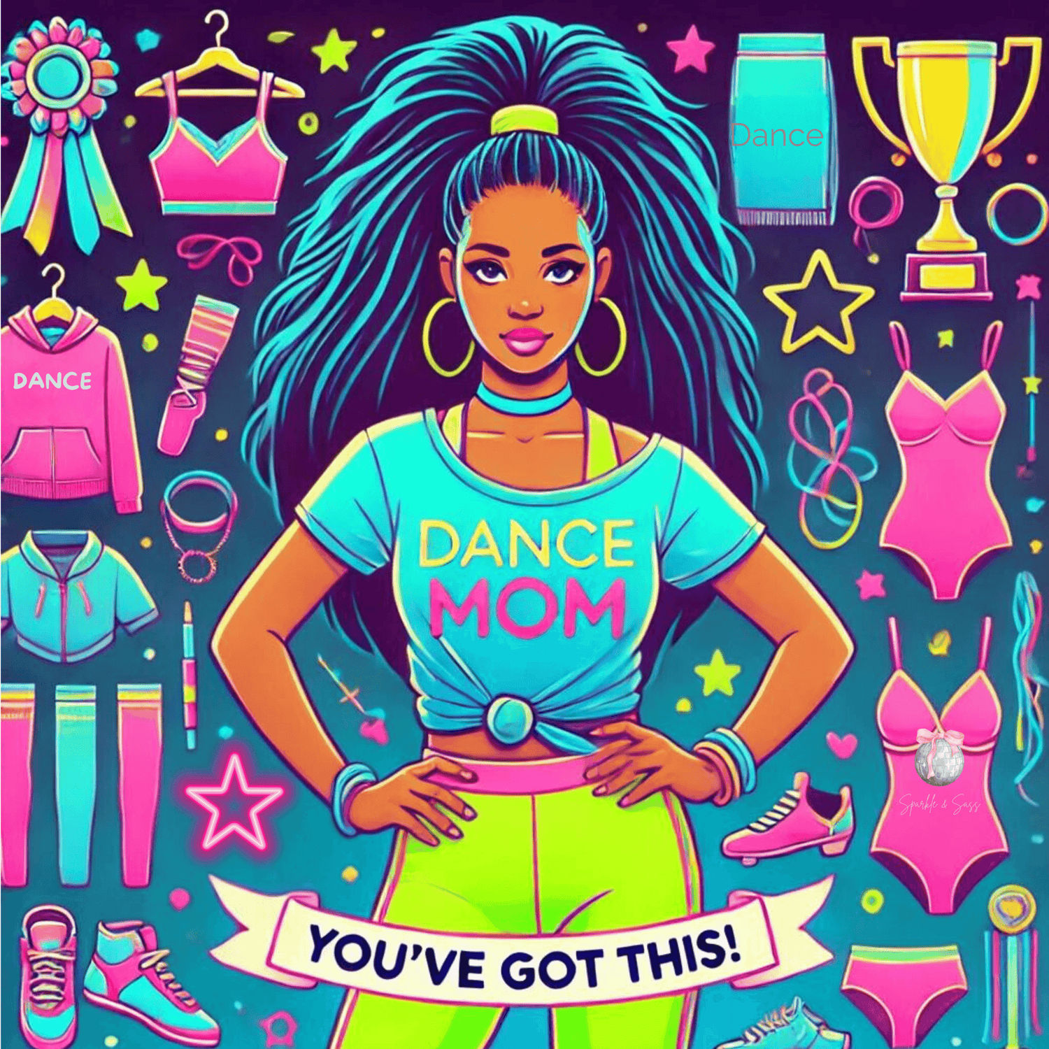 Dance Mom: You've Got This - Darker Skin Tone Mom - Young - Women's Flowy Racerback Tank - Whippie's