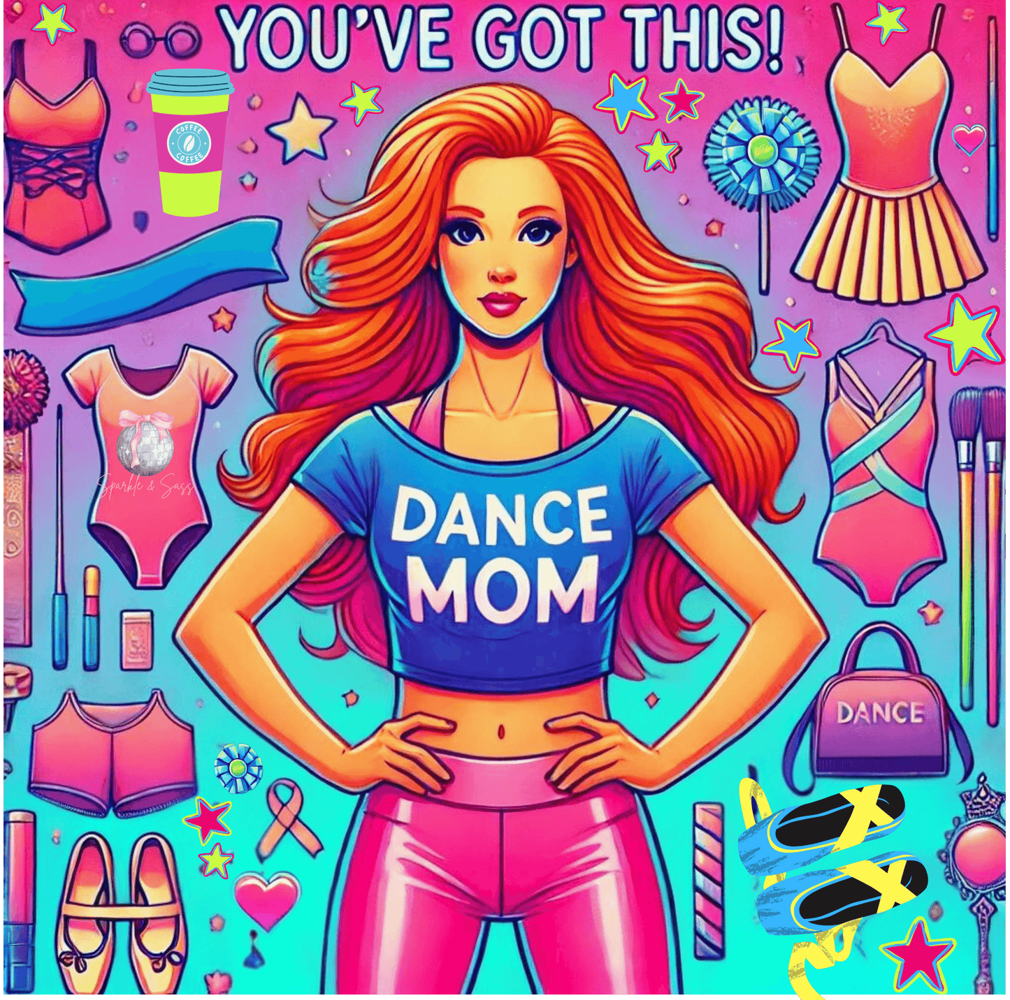 Dance Mom: You've Got This - Red Hair Mom - Women's Flowy Racerback Tank - Whippie's