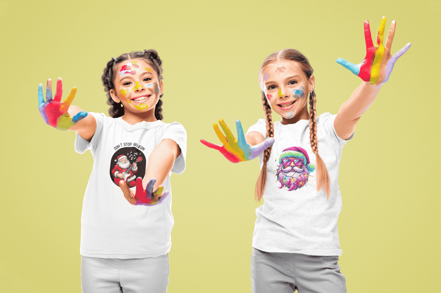Rockin' Santa: Don't Stop Believin' in Holiday Cheer! Kids Softstyle Tee - Whippie's
