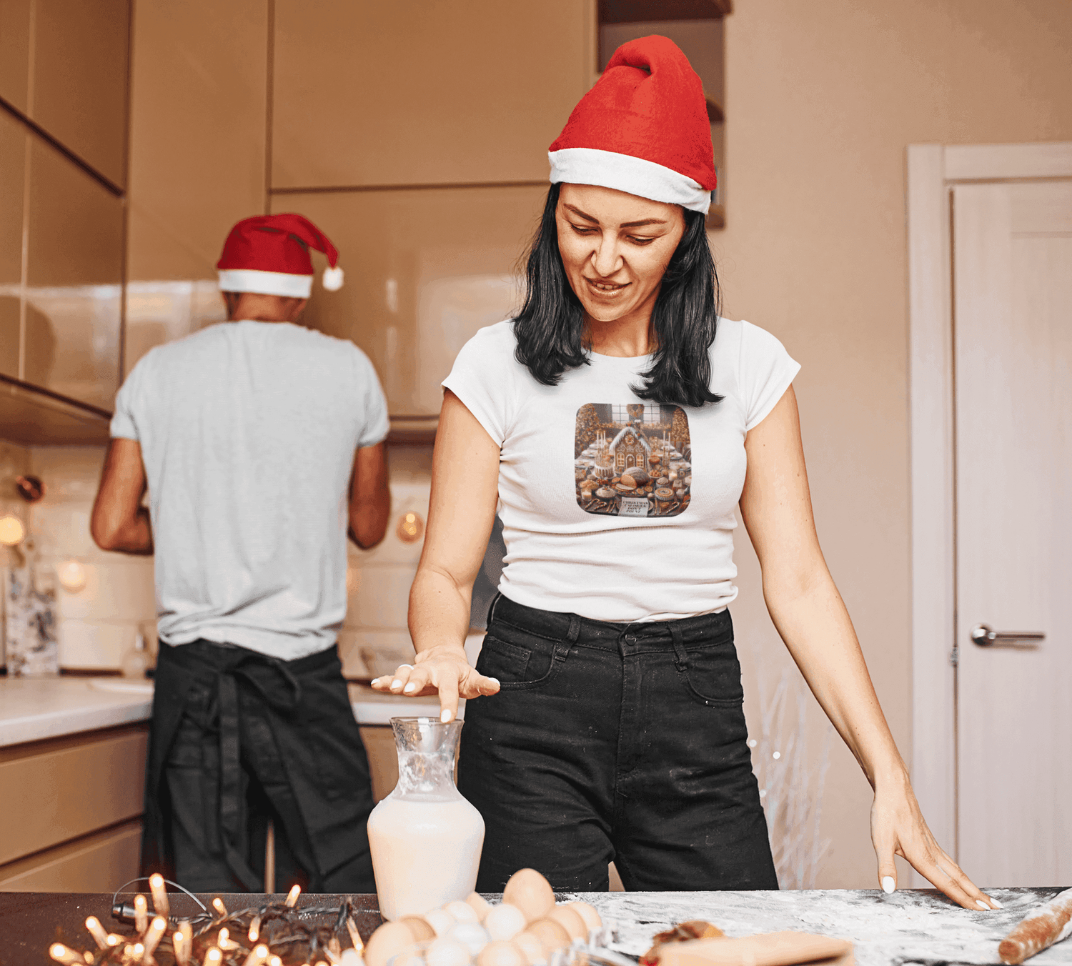 Christmas Calories Don’t Count 🎄 – Fun Festive Design with Gingerbread House & Holiday Feast - Unisex Softstyle Tee - Whippie's