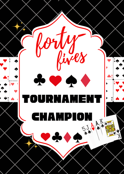 Forty-Fives Tournament Champion - Black Background - Unisex T-Shirt - Whippie's