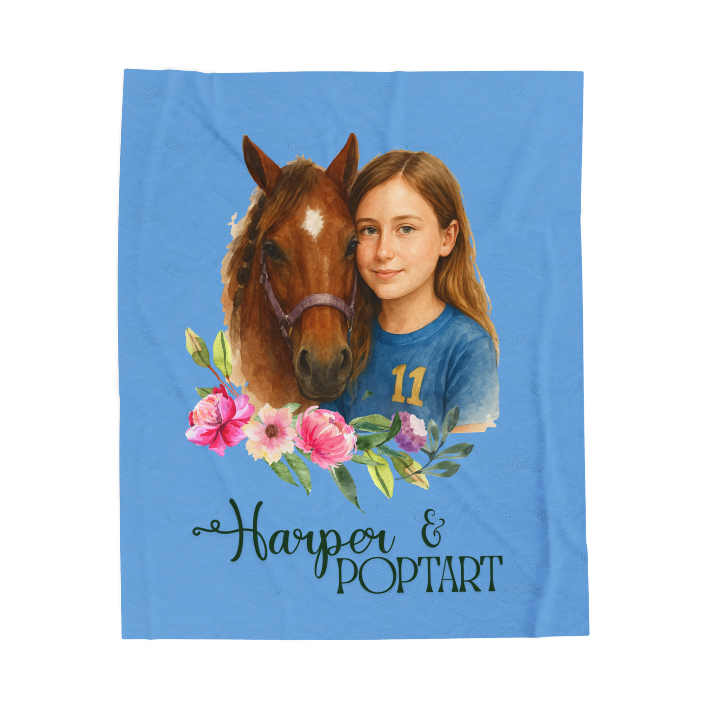 Owner & Pet Portrait Velveteen Plush Personalized Blanket