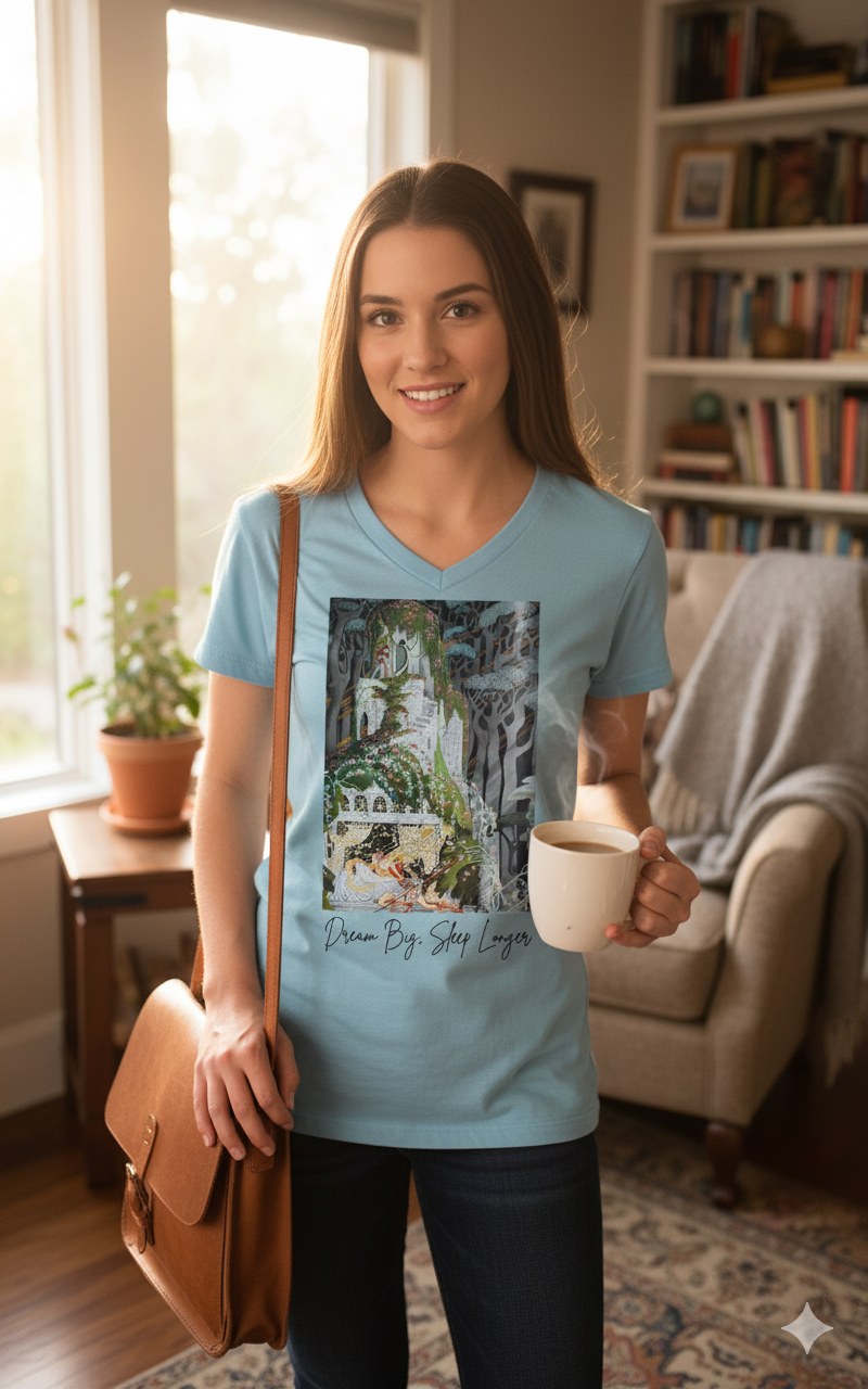 Sleeping Beauty Dream Big V-Neck T-Shirt