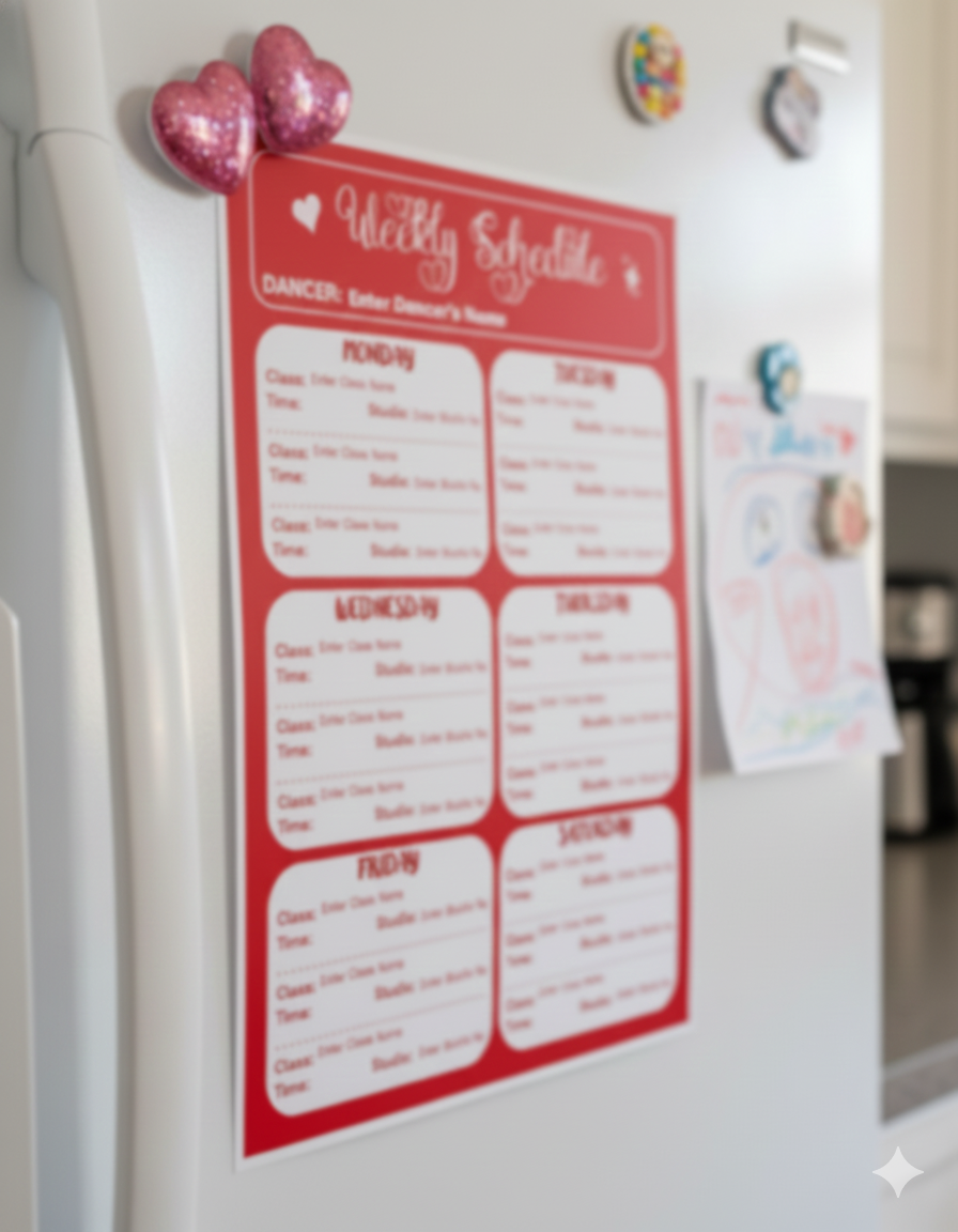 Weekly Dance Class Schedule (Printable)